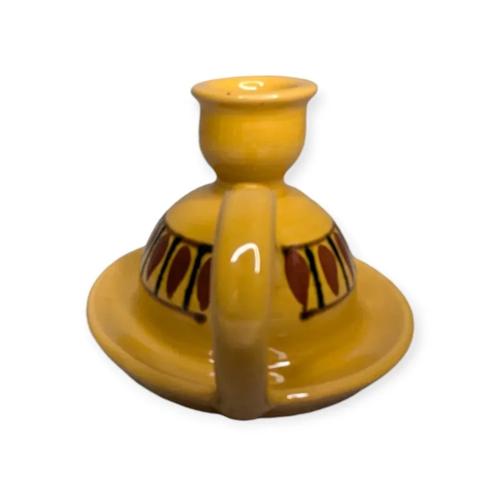 Vintage Pottery Barn Ceramic Golden Painted Taper Handle Walking Candle #6